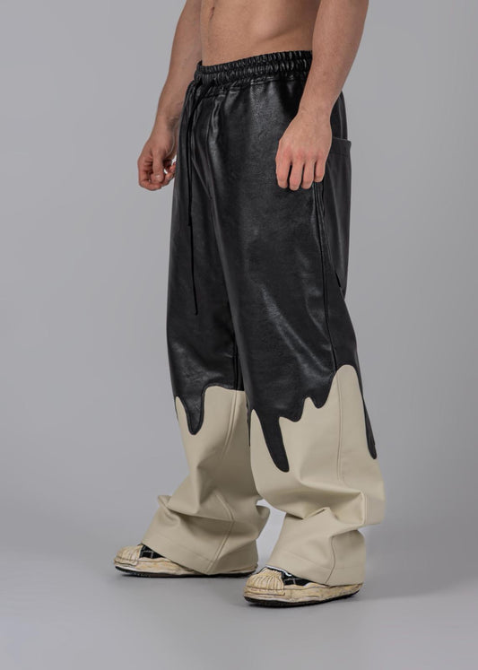 Dripped Vegan Leather Pants