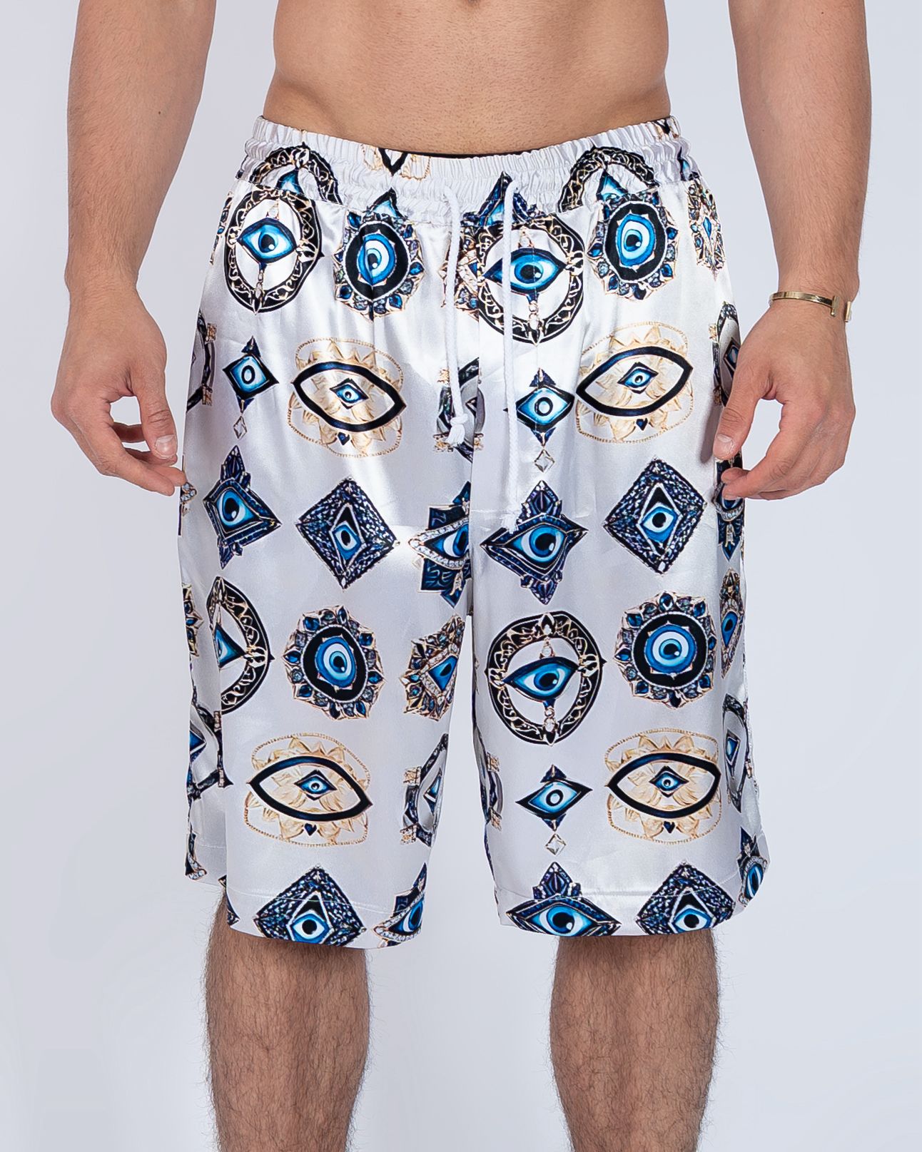 White Evil Eye Shorts