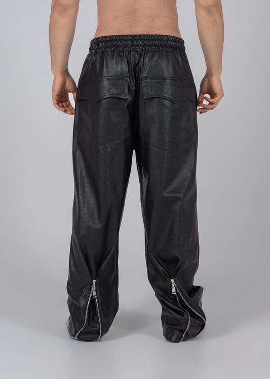 Zipper Vegan Leather Pants