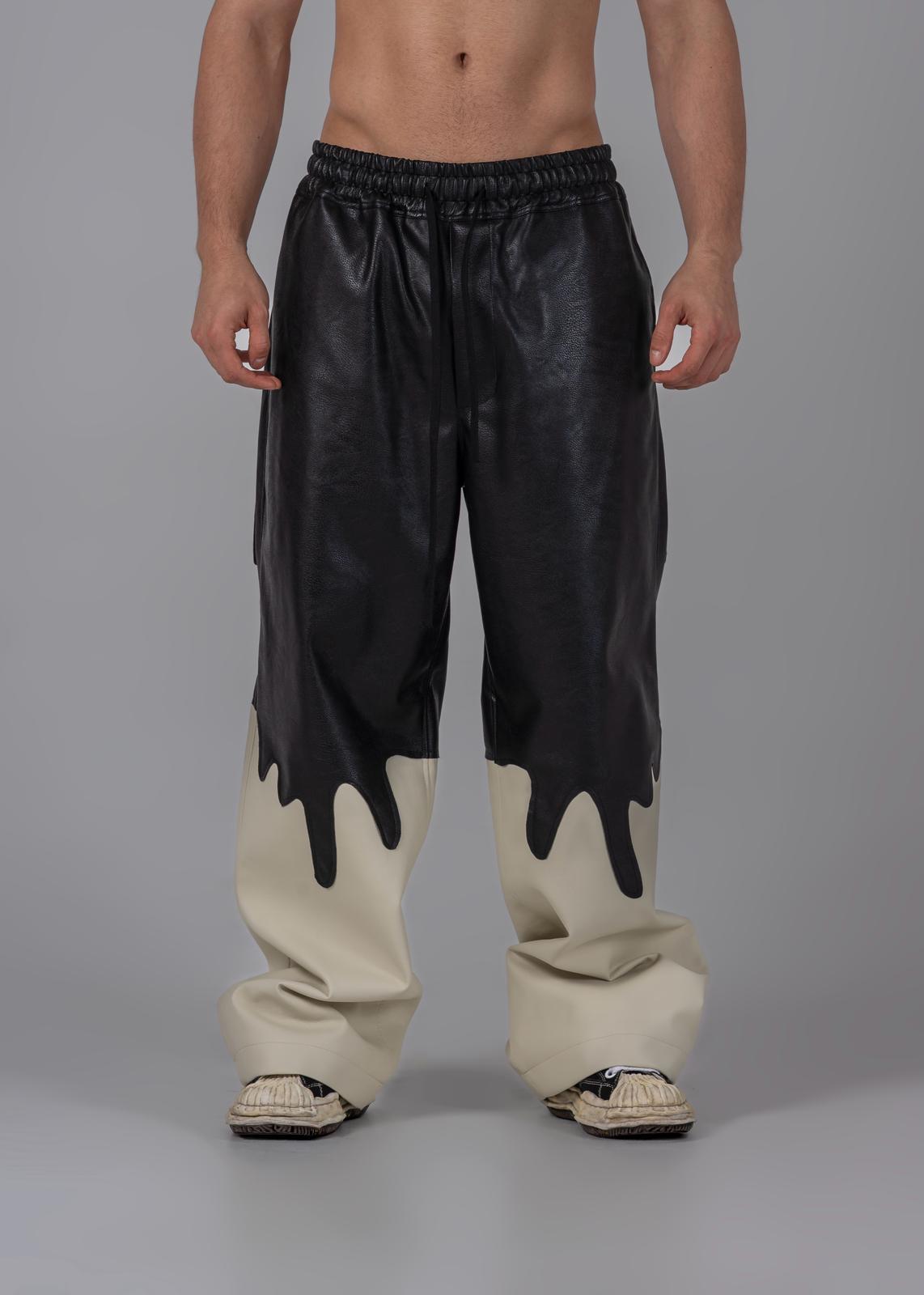Dripped Vegan Leather Pants