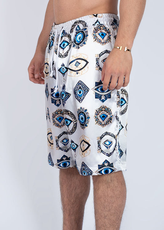 White Evil Eye Shorts