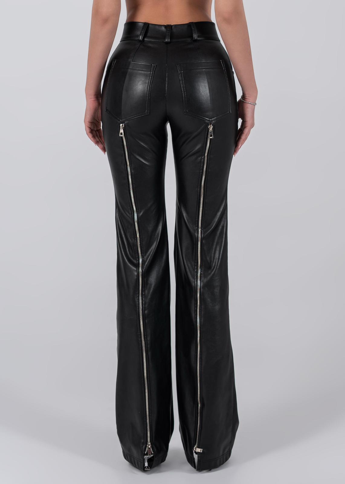 Vegan Black Leather Zipper