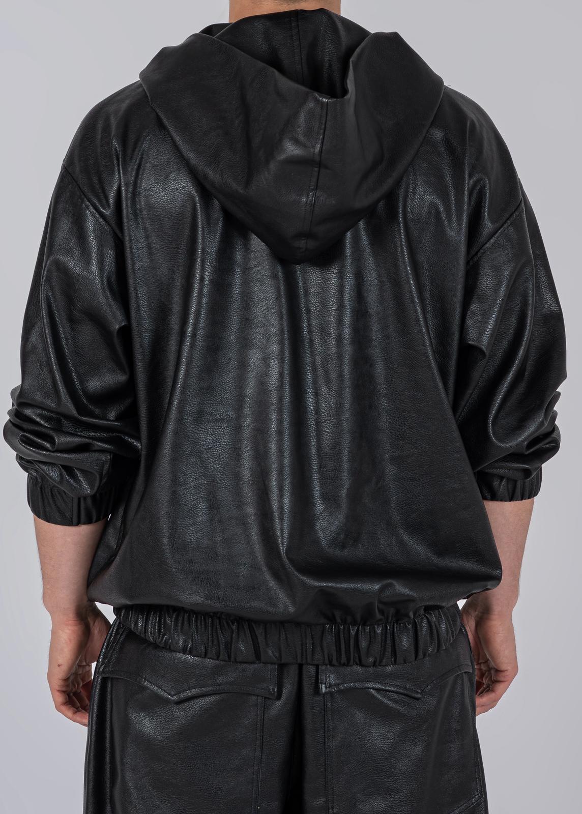 Black Vegan Leather Zipper Jacket